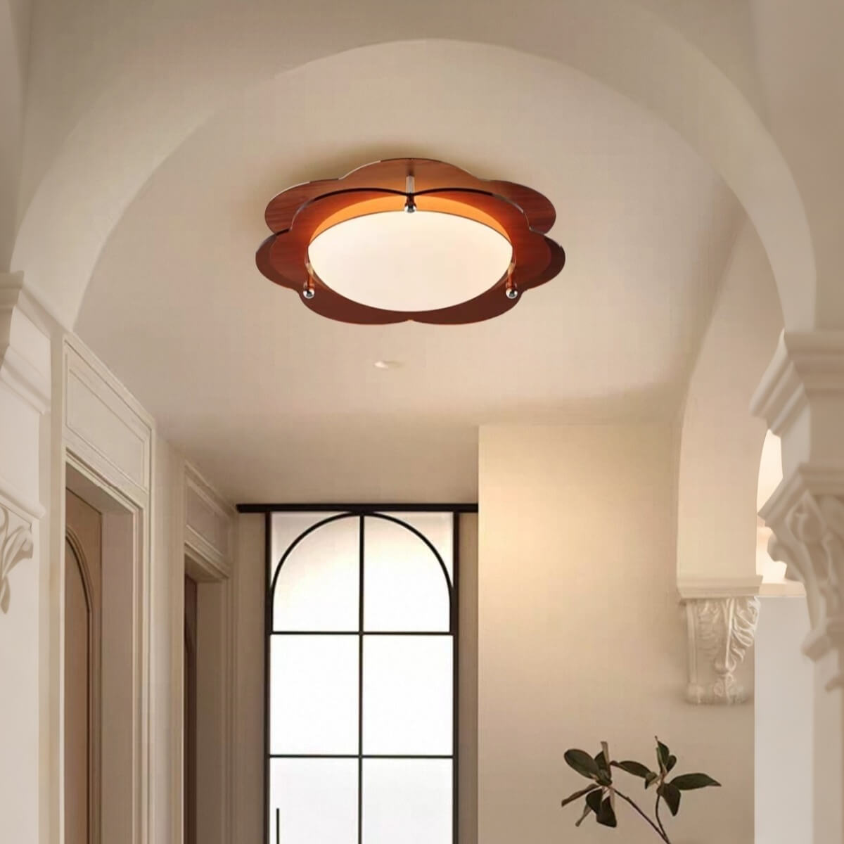 Mid Century Modern Geometric LED Brown Ceiling Light