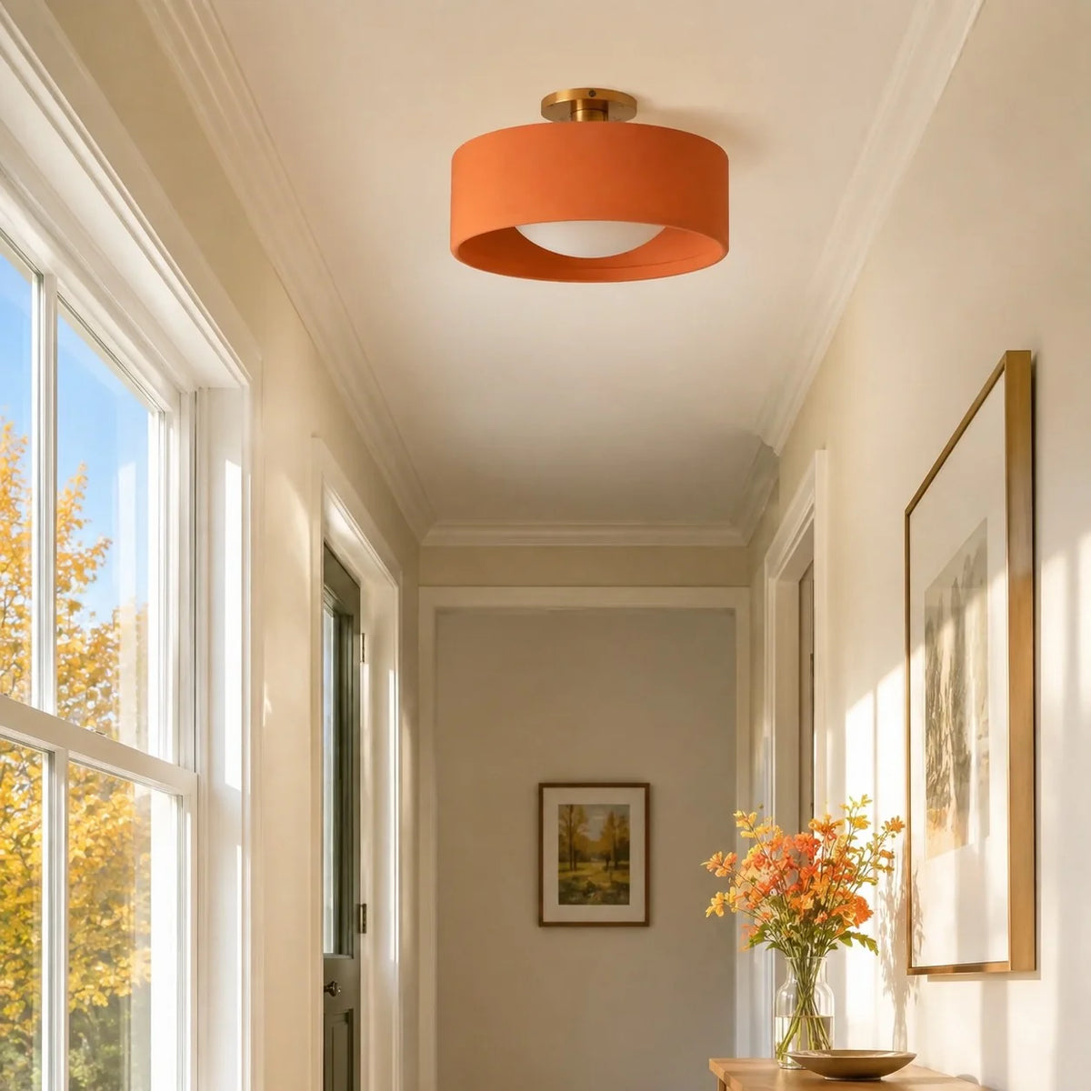 Modern Porcelain Semi Flush Mount Ceiling Light