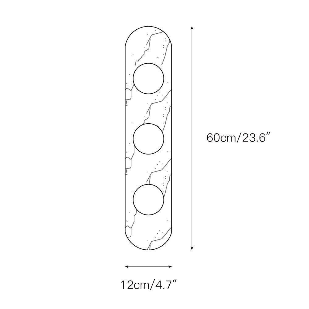 White Marble Wall Light – Minimalist Stone Sconce, 1, 2 or 3 Heads, 35 to 60cm