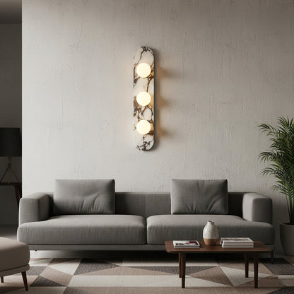 White Marble Wall Light – Minimalist Stone Sconce, 1, 2 or 3 Heads, 35 to 60cm