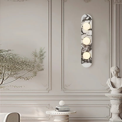 White Marble Wall Light – Minimalist Stone Sconce, 1, 2 or 3 Heads, 35 to 60cm