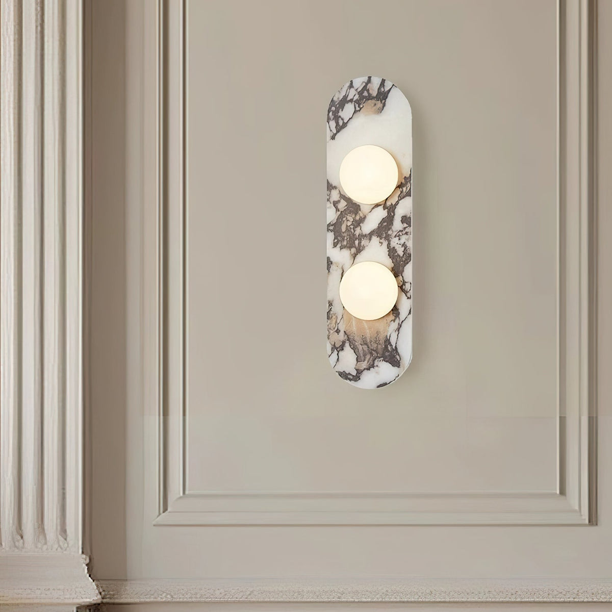 White Marble Wall Light – Minimalist Stone Sconce, 1, 2 or 3 Heads, 35 to 60cm
