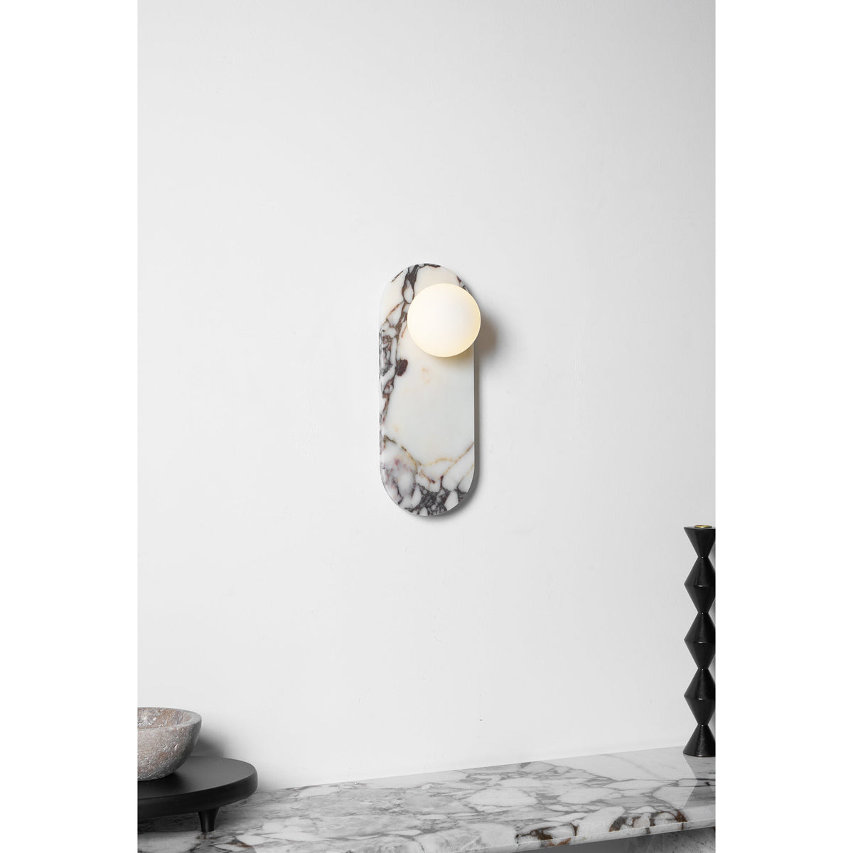 White Marble Wall Light – Minimalist Stone Sconce, 1, 2 or 3 Heads, 35 to 60cm