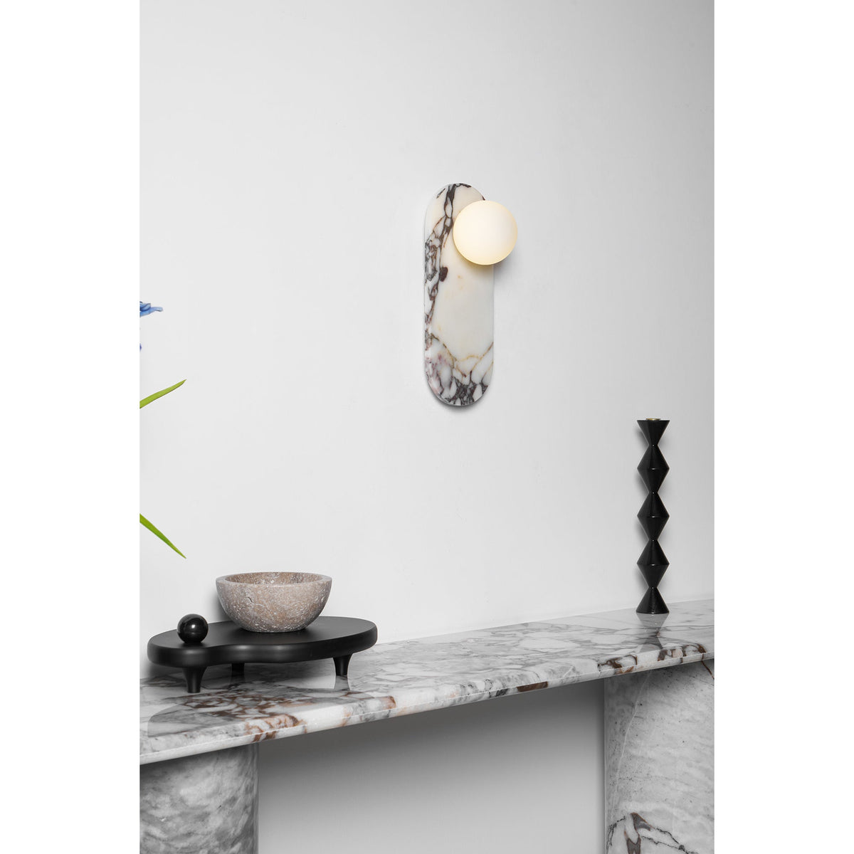 White Marble Wall Light – Minimalist Stone Sconce, 1, 2 or 3 Heads, 35 to 60cm