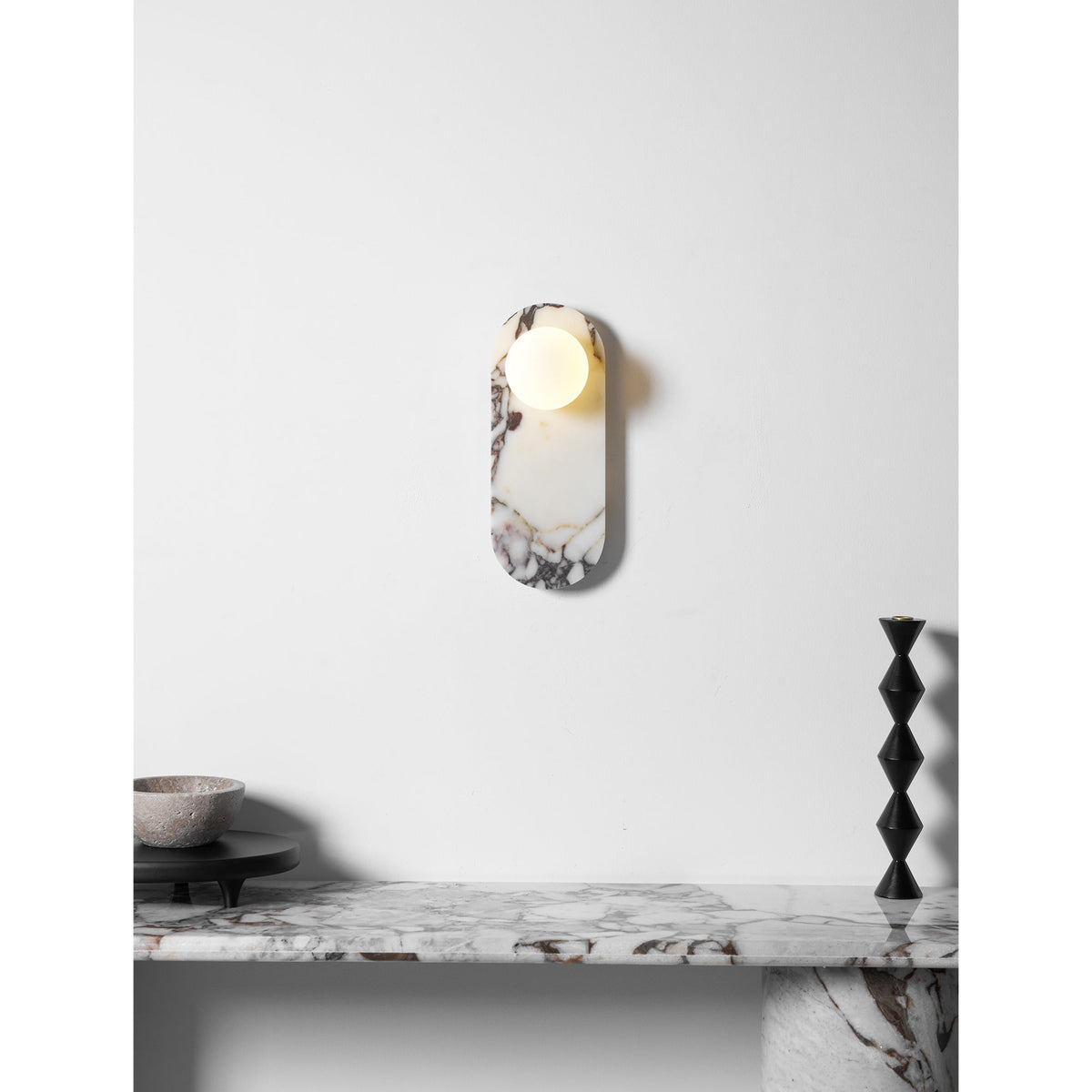 White Marble Wall Light – Minimalist Stone Sconce, 1, 2 or 3 Heads, 35 to 60cm