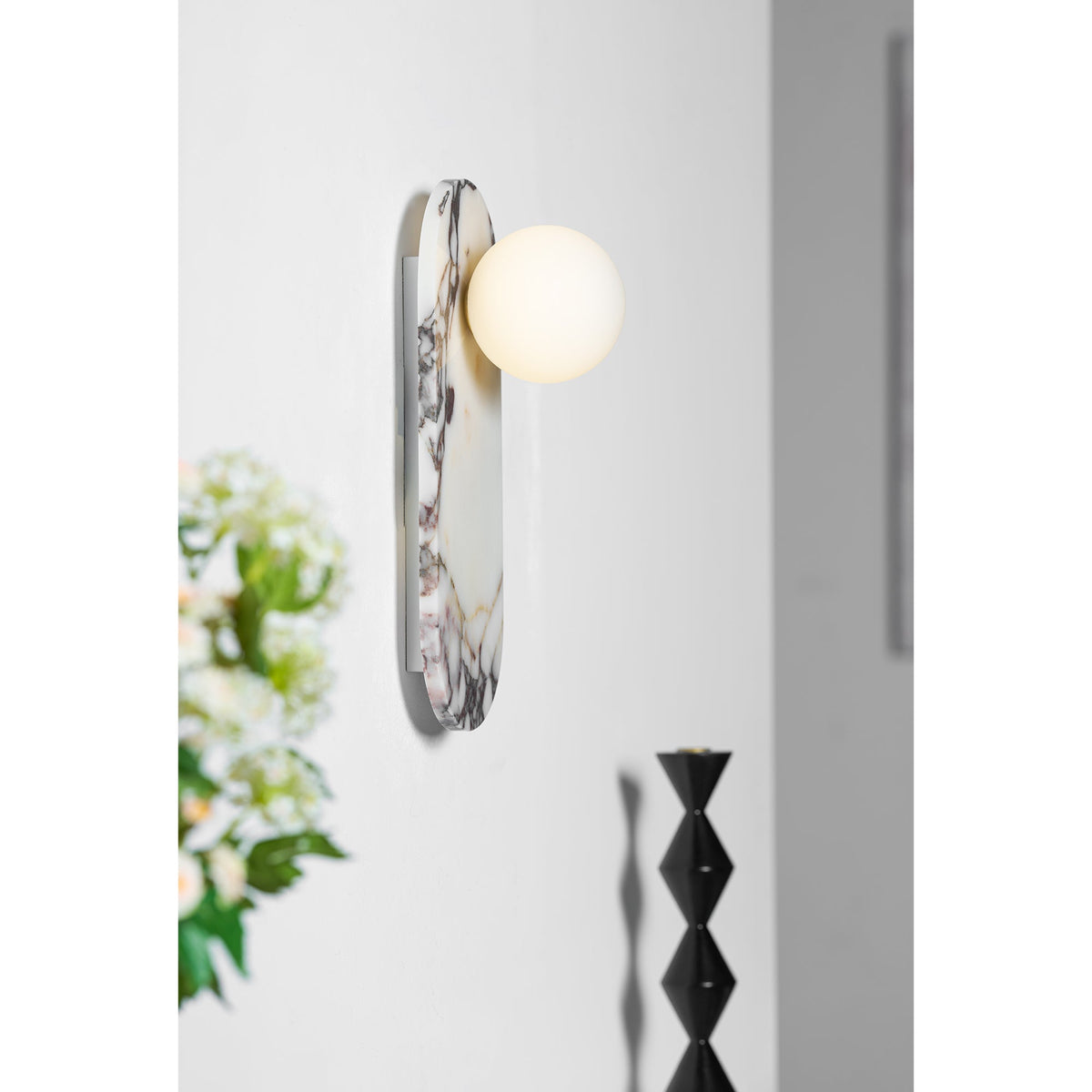 White Marble Wall Light – Minimalist Stone Sconce, 1, 2 or 3 Heads, 35 to 60cm