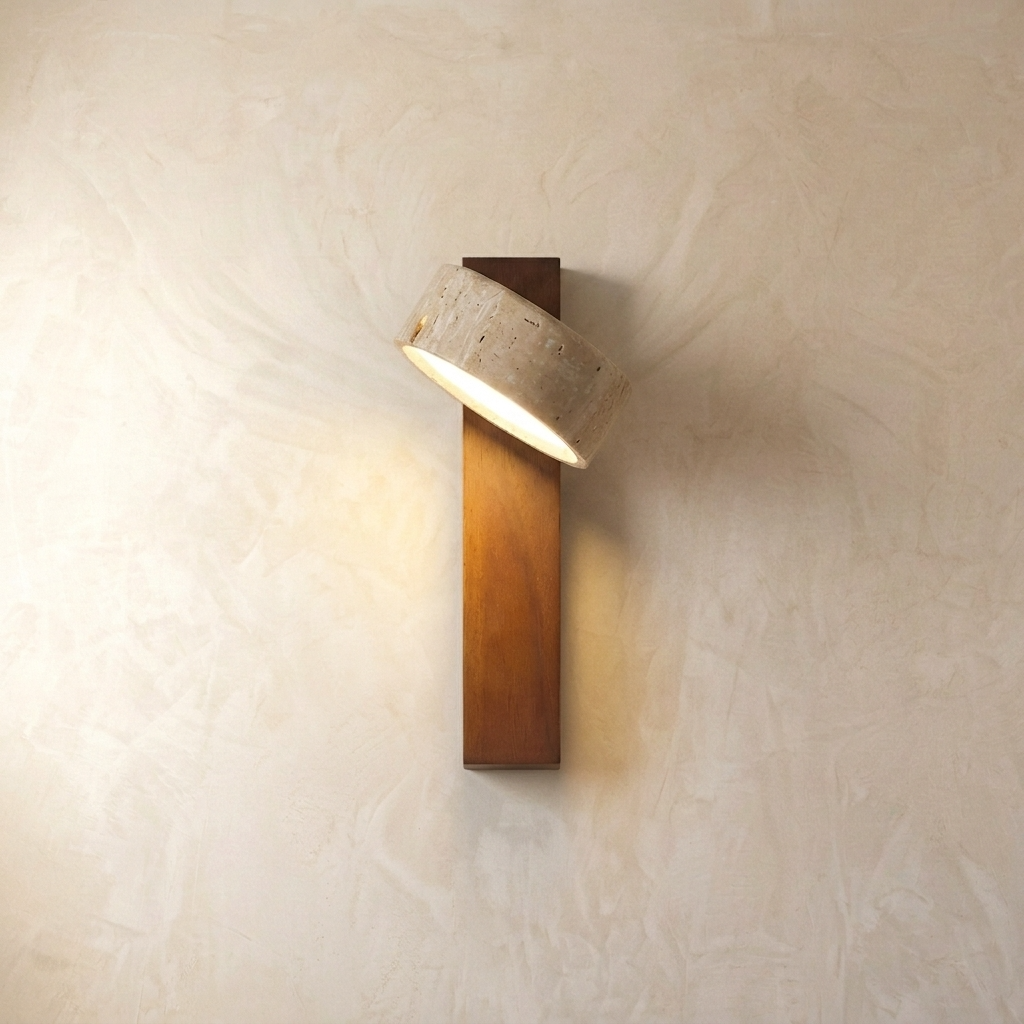 Natural Travertine Stone Adjustable Wall Light