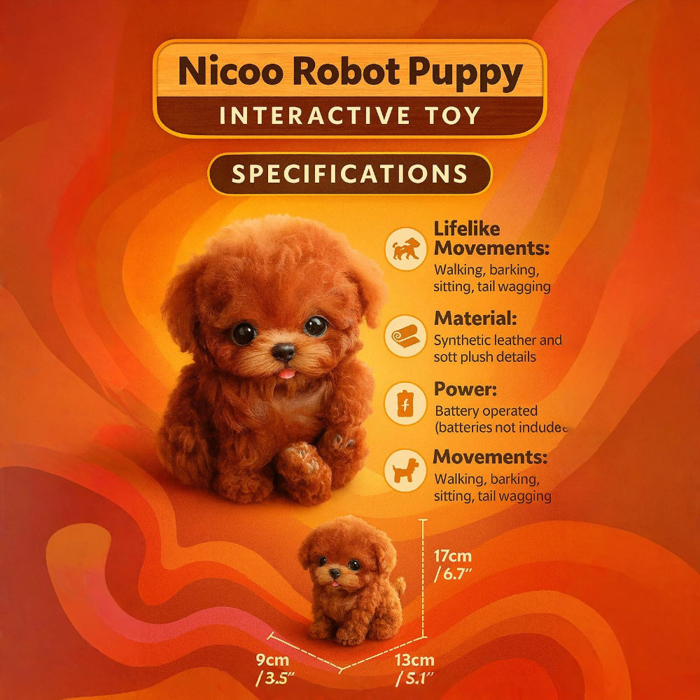 Robot Dog Toy – Interactive Lifelike Puppy, Responds to Touch & Sound, Brown or White