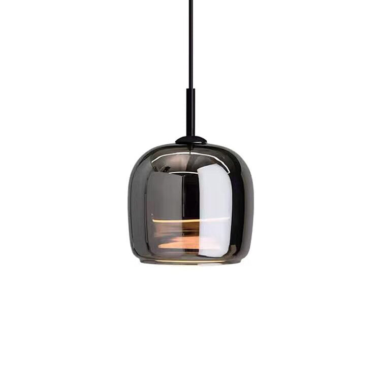 Scandinavian interior Nordic-style pendant lamp with black glass for a modern home