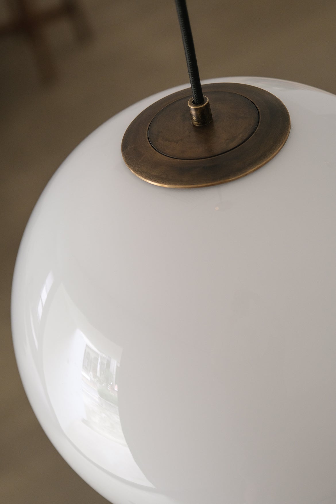 Opaline Milky Glass Pendant Light - fabric cable version