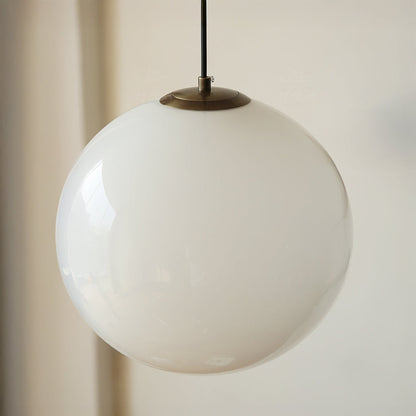Opaline Milky Glass Pendant Light - fabric cable version