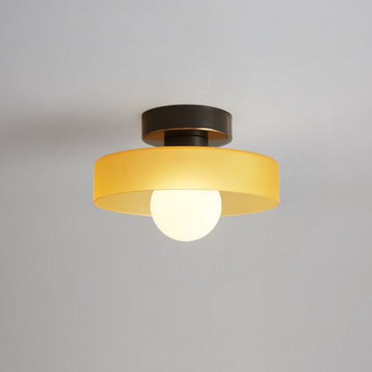 Bauhaus Glass Ceiling Light with Round Shade