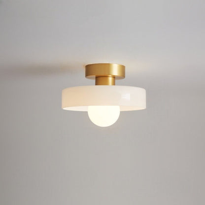 Bauhaus Glass Ceiling Light with Round Shade