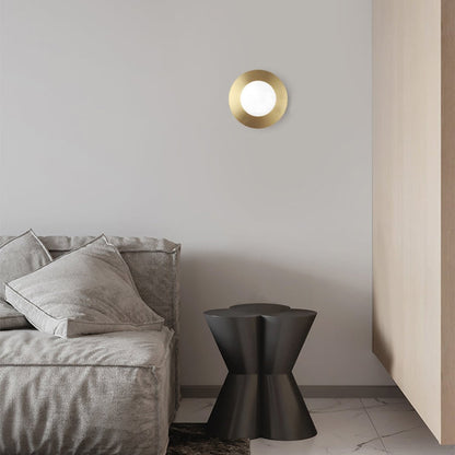 Rund Brass Plate Frosted Glass Mid Century Modern Wall Light / Ceiling Light