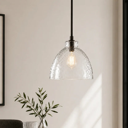 Ondine Farmhouse Hammered Glass Pendant Light