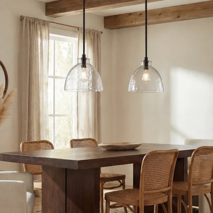Ondine Farmhouse Hammered Glass Pendant Light