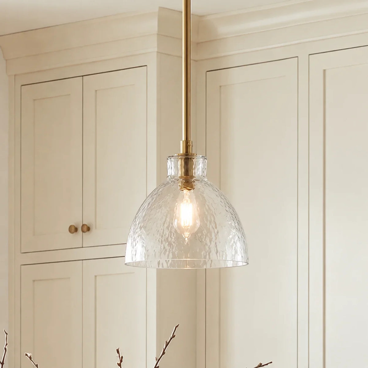 Ondine Farmhouse Hammered Glass Pendant Light