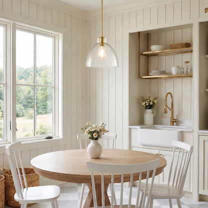 Ondine Farmhouse Hammered Glass Pendant Light