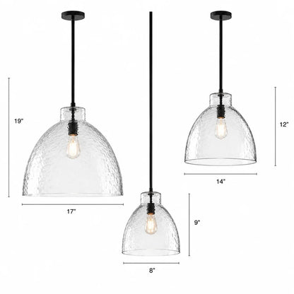 Ondine Farmhouse Hammered Glass Pendant Light