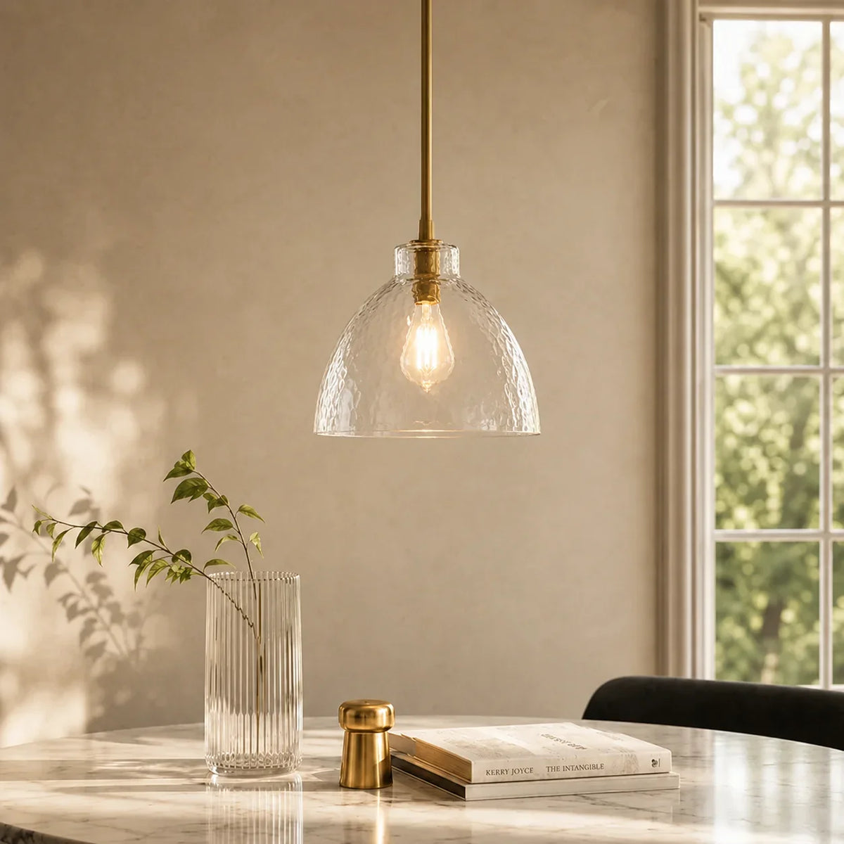 Ondine Farmhouse Hammered Glass Pendant Light