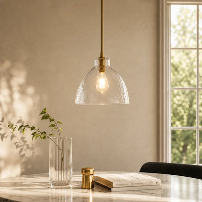 Ondine Farmhouse Hammered Glass Pendant Light