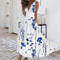 Women's Maxi Dress V-Neck Sleeveless Floral for Occasions
