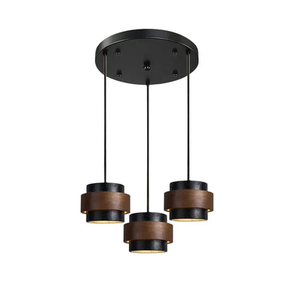 Orvina Wabi-Sabi Natural Travertine Cylinder Pendant Light - Japandi Stone Kitchen Island