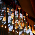 Outdoor String Lights | Solar-Powered LED Bulbs with Hemp Rope Design | Warm White Light for Patios and Gardens