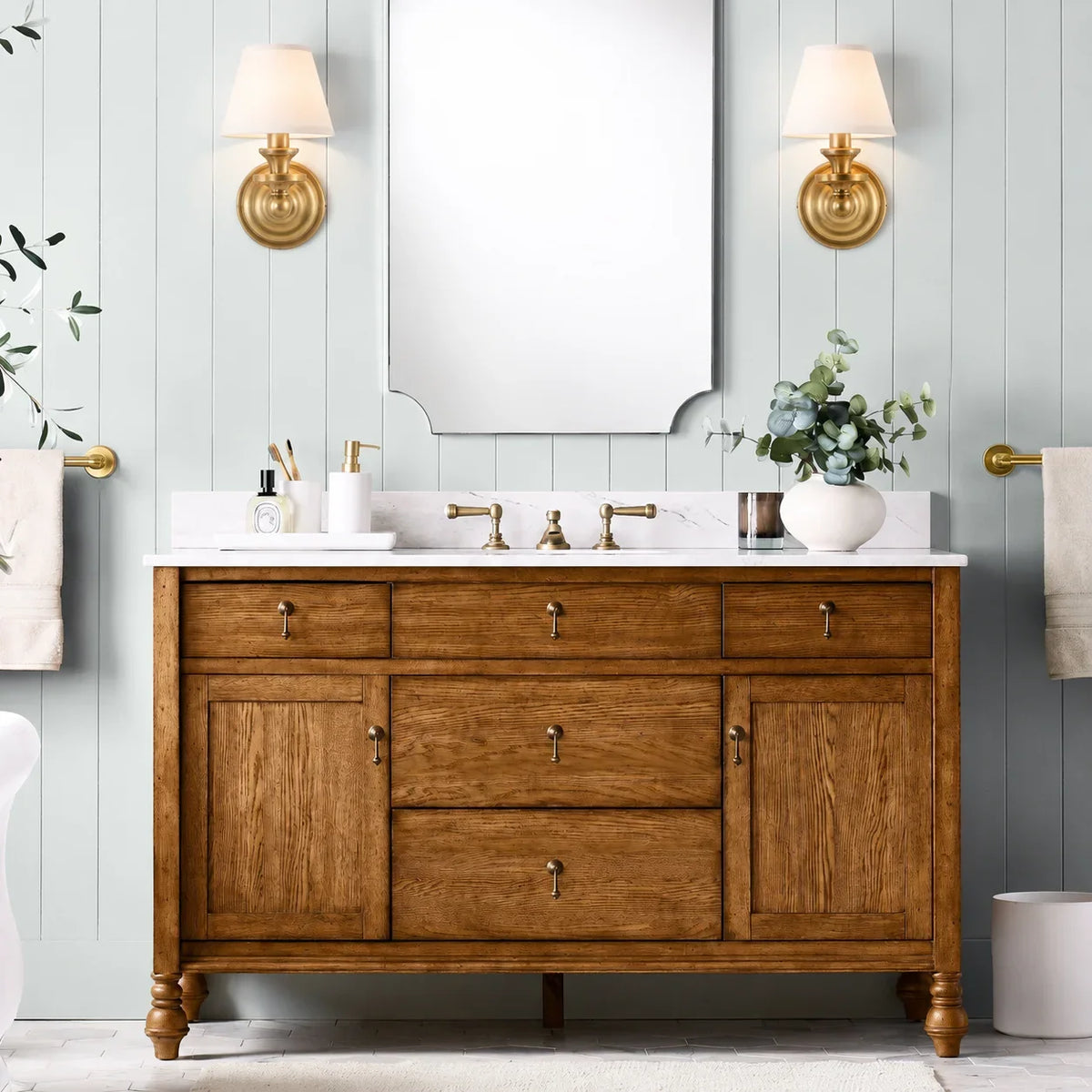 Posie Retro Brass Linen Shade Wall Sconce
