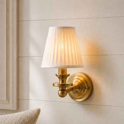Posie Retro Brass Linen Shade Wall Sconce