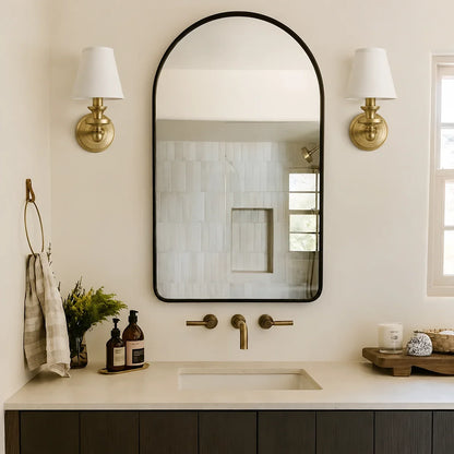 Posie Retro Brass Linen Shade Wall Sconce