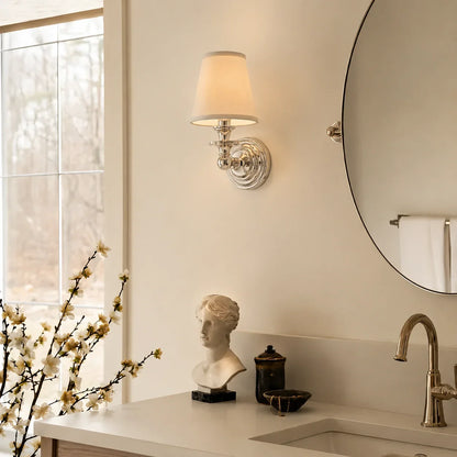 Posie Retro Brass Linen Shade Wall Sconce