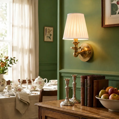 Posie Retro Brass Linen Shade Wall Sconce