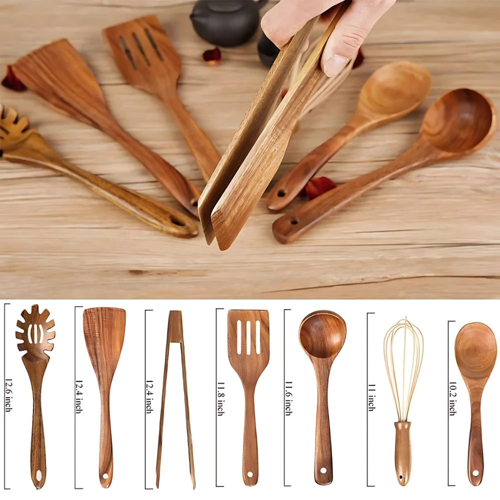 Safe and durable wooden kitchen utensils – 7 sets