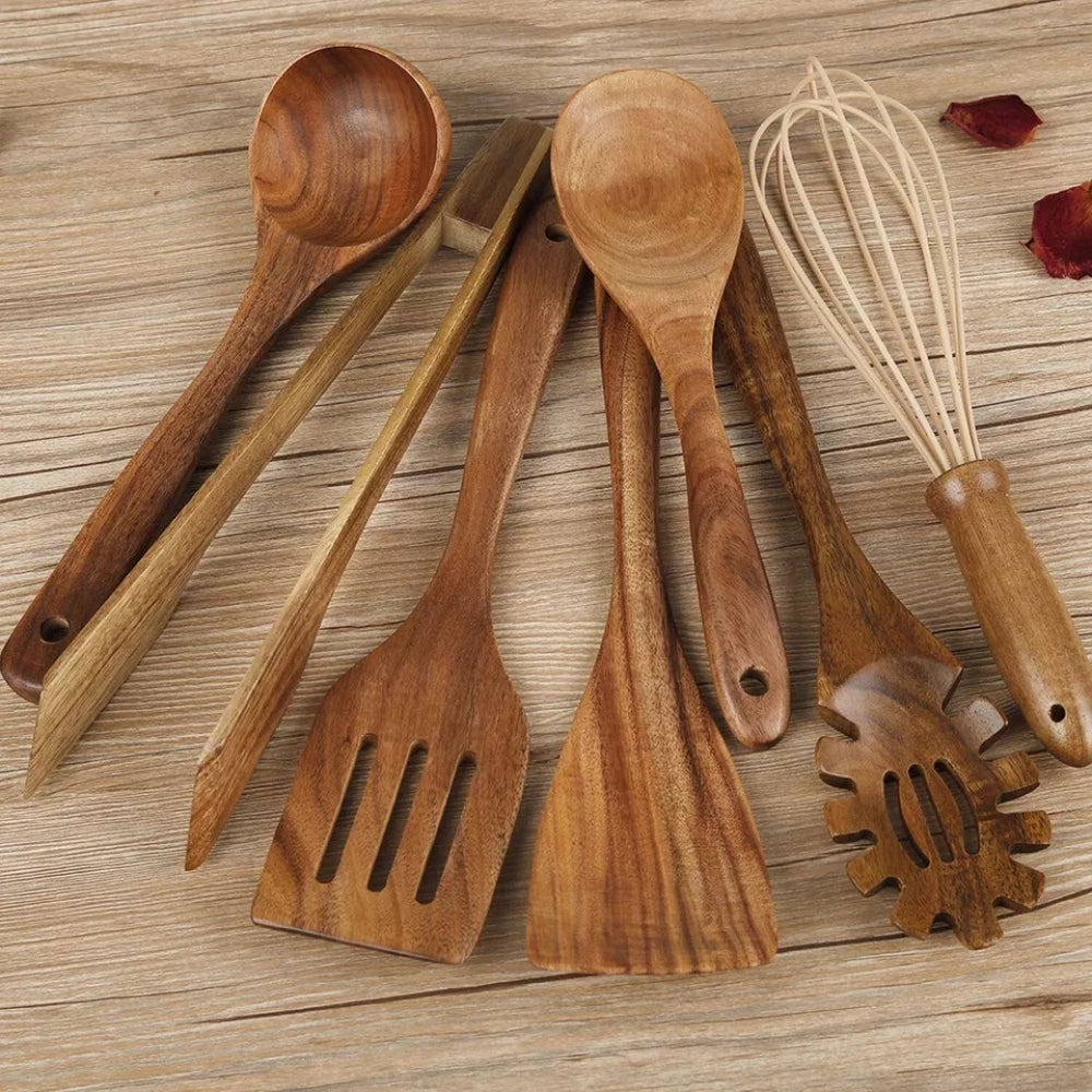 Safe and durable wooden kitchen utensils – 7 sets