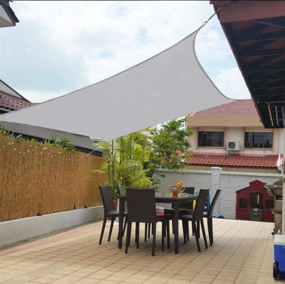 Triangle Shade Sail – Garden Sun Canopy, 90% UV Block, Triangle, Square or Rectangle, Grey or Beige