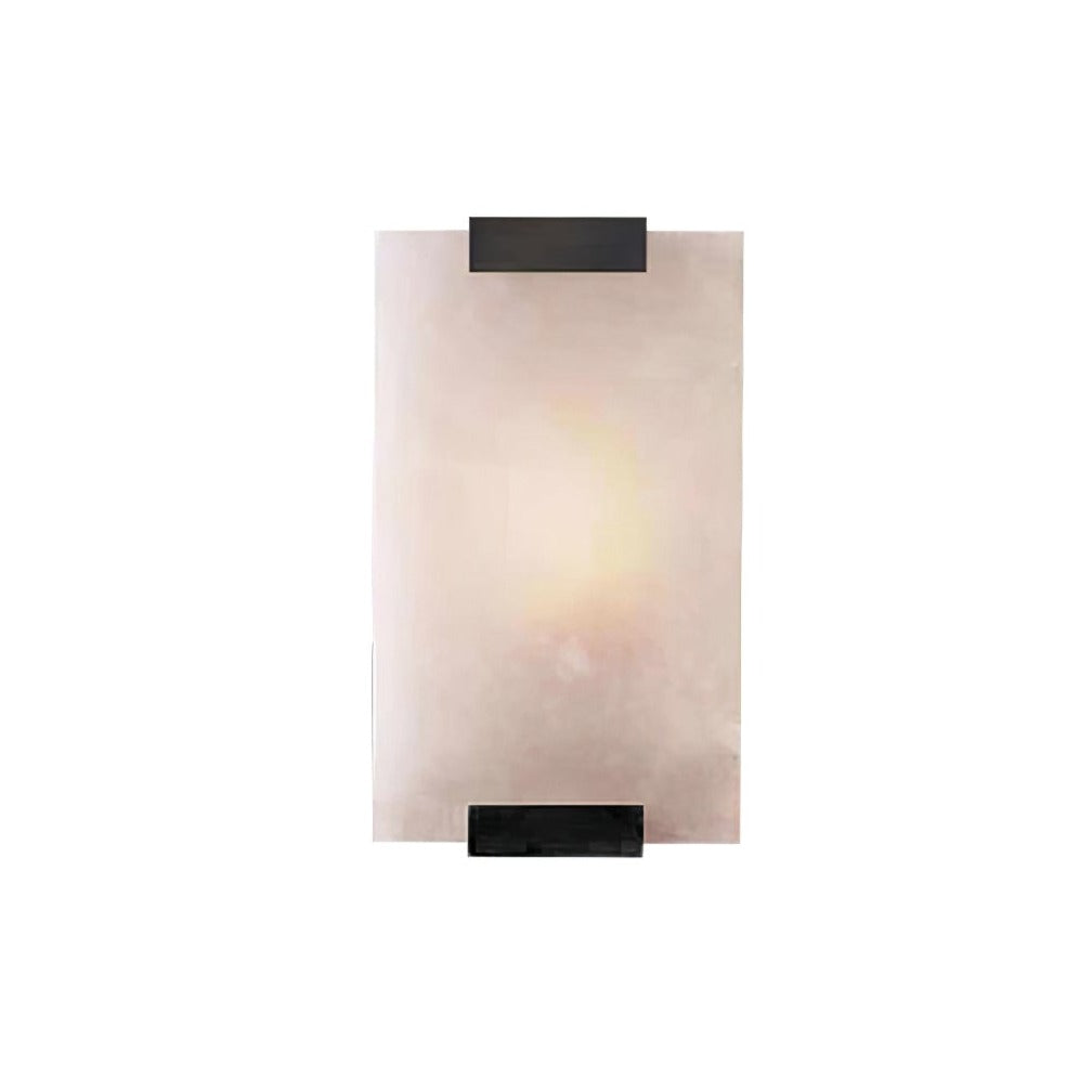 Alabaster Wall Light – Natural Stone Sconce on Brass or Black Frame, 27 or 47cm, Retro Elegance