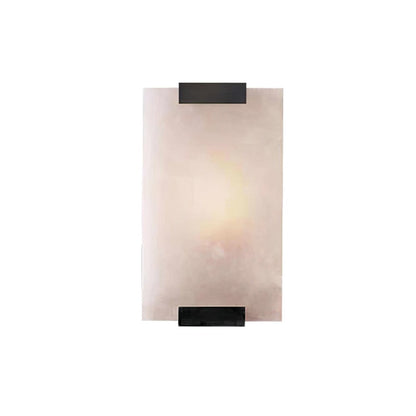 Alabaster Wall Light – Natural Stone Sconce on Brass or Black Frame, 27 or 47cm, Retro Elegance