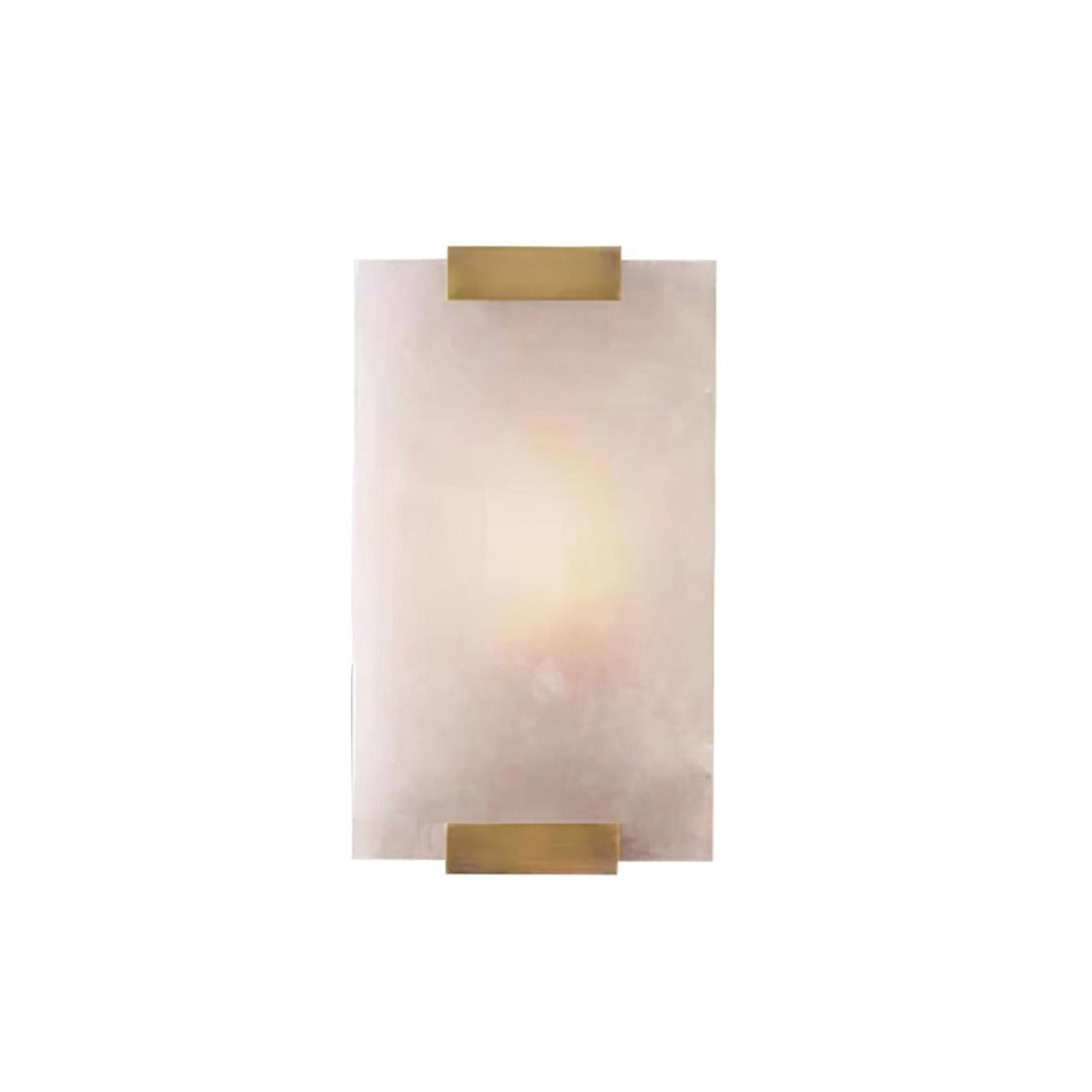 Alabaster Wall Light – Natural Stone Sconce on Brass or Black Frame, 27 or 47cm, Retro Elegance