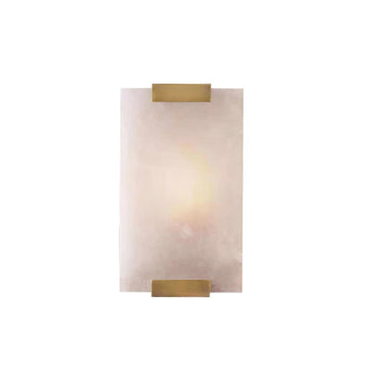 Alabaster Wall Light – Natural Stone Sconce on Brass or Black Frame, 27 or 47cm, Retro Elegance