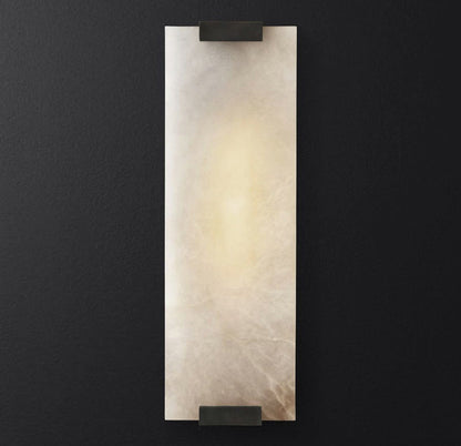 Alabaster Wall Light – Natural Stone Sconce on Brass or Black Frame, 27 or 47cm, Retro Elegance