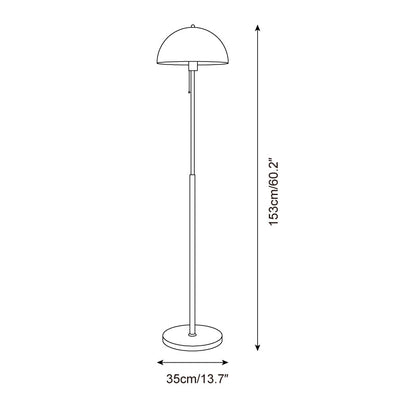 Wooden Floor Lamp – Walnut & Amber Glass Mid-Century Standing Lamp, 153cm, UK Plug