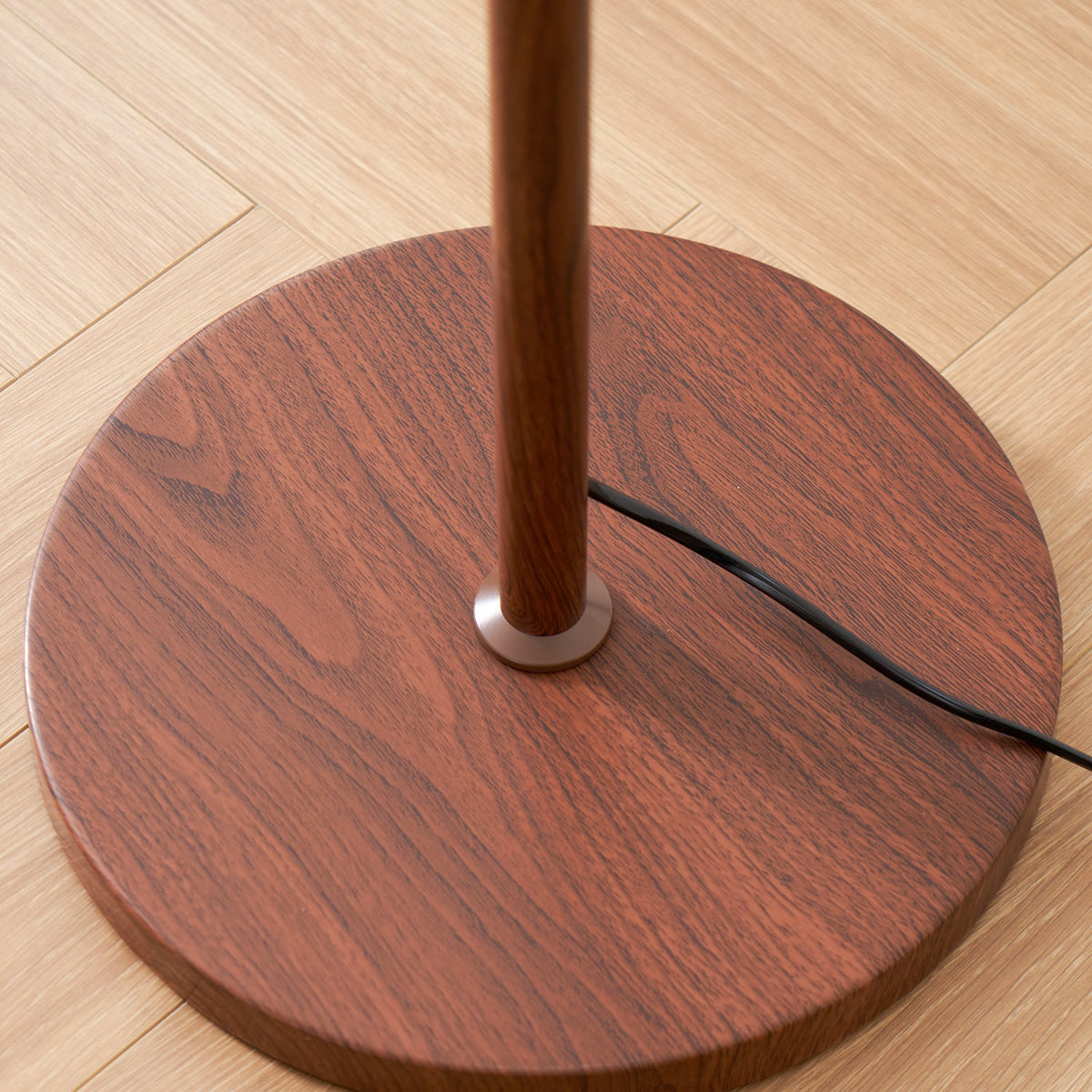 Wooden Floor Lamp – Walnut & Amber Glass Mid-Century Standing Lamp, 153cm, UK Plug