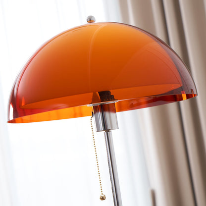 Wooden Floor Lamp – Walnut & Amber Glass Mid-Century Standing Lamp, 153cm, UK Plug
