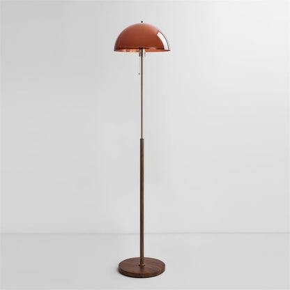 Wooden Floor Lamp – Walnut & Amber Glass Mid-Century Standing Lamp, 153cm, UK Plug