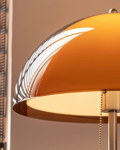 Wooden Floor Lamp – Walnut & Amber Glass Mid-Century Standing Lamp, 153cm, UK Plug