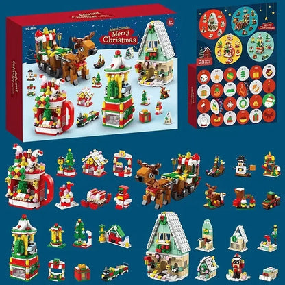 Christmas Advent Calendar – 24-Day Building Brick Set, Christmas Train & Nativity, 27 Designs