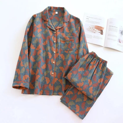 Cotton Pyjama Set – 100% Cotton Crepe Long Sleeve Pyjamas, 13 Colours, M to XXL