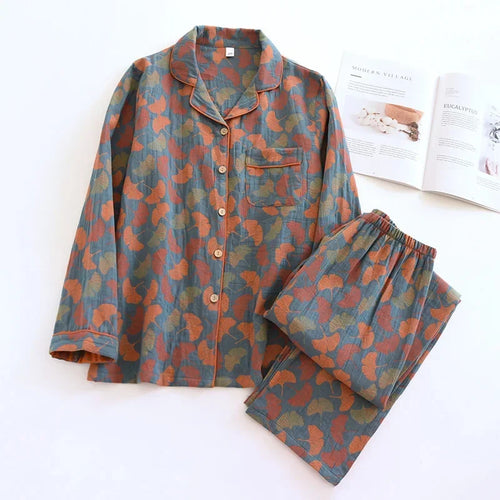 100% Cotton Crepe Pyjama Long Sleeve Pajama Set