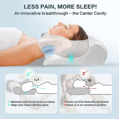 Cervical Neck Pillow – Ergonomic Memory Foam Contour Pillow for Side & Back Sleepers